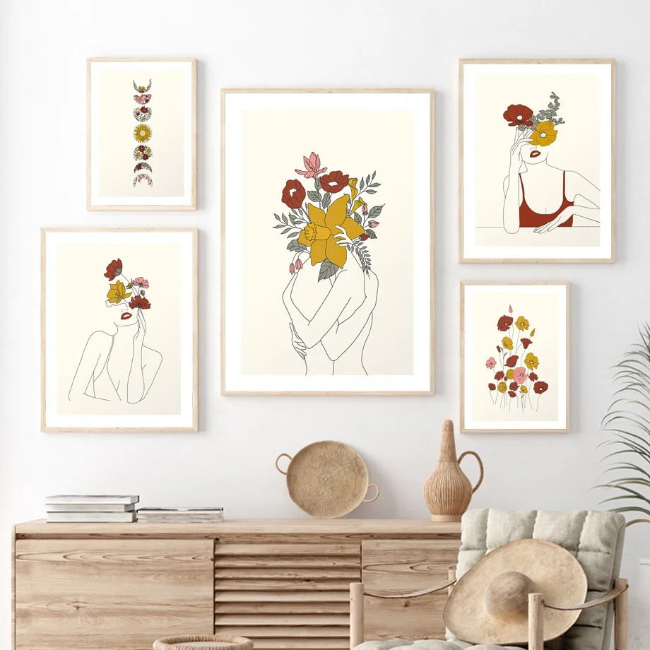 Resin Art Online - Nordic Line Abstract Meisje Met Bloemen