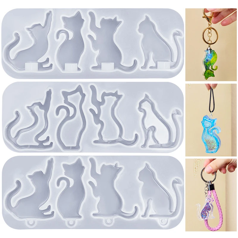 Resin Art Stone - DIY kat vorm sleutelhanger hangers kristallen