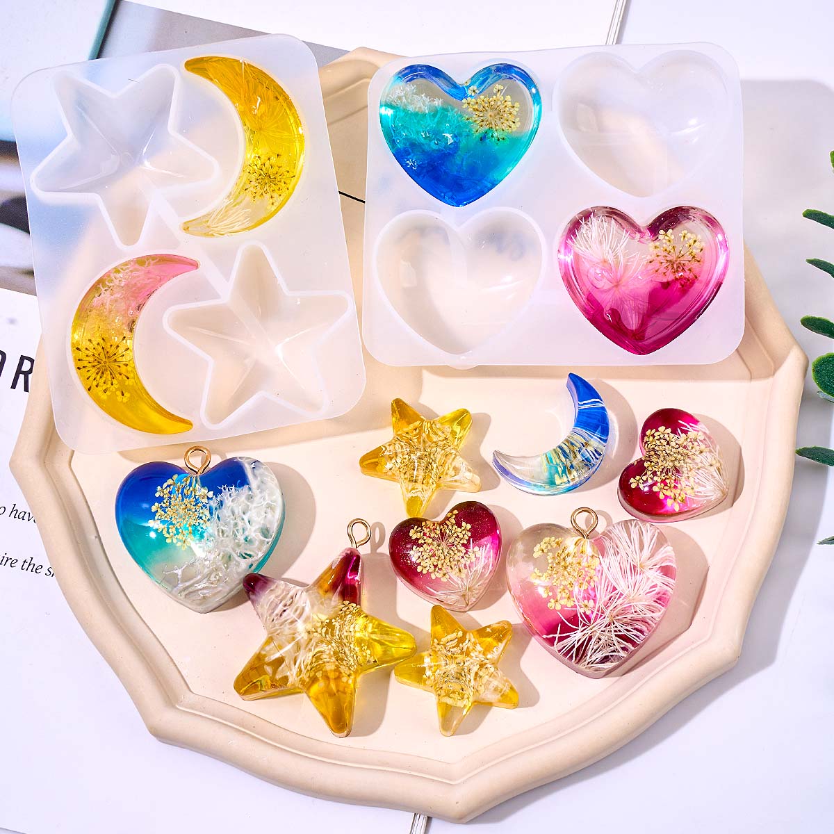 Resin Art Epoxy - Hart Ster Maan Hanger Siliconen Mal