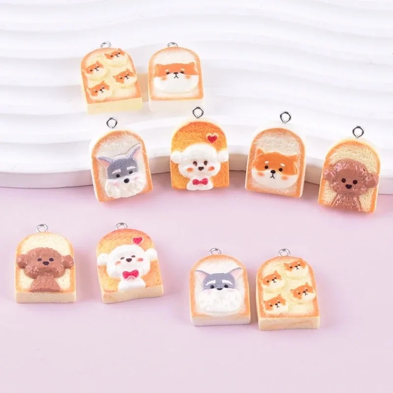 Resin Art Supplies - 10 stuks schattige toast hond hars
