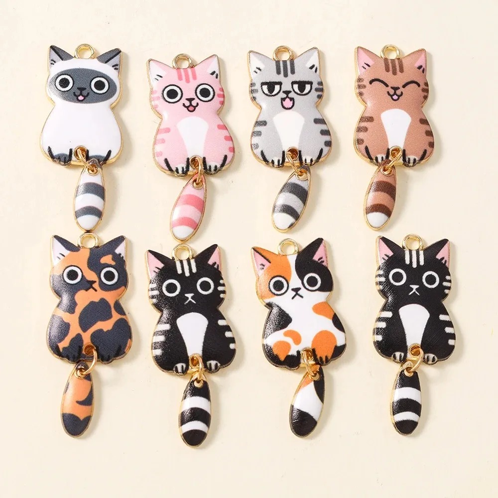 Resin Art Supplies - 10 Stuks 16×39mm Leuke Cartoon Kat