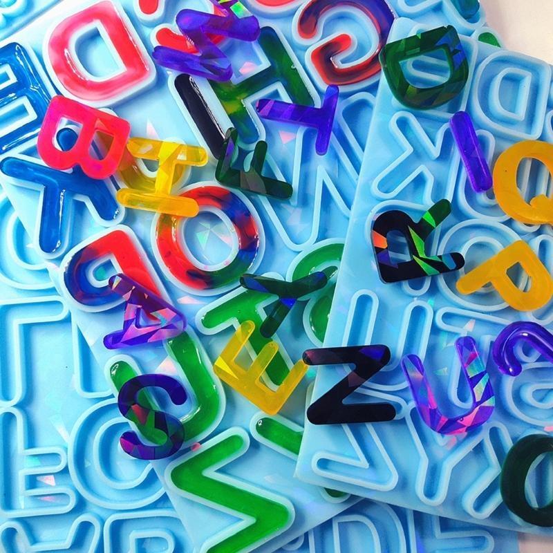 Resin Art Letter Keychain - Brief oorbel hars mal holografisch-alfabet hars