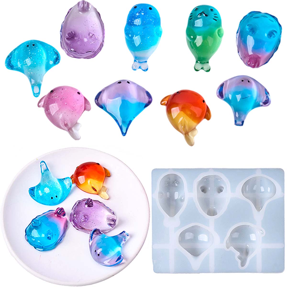 Resin Art Epoxy - 3D Healing Kawaii Manta Ray Walvis
