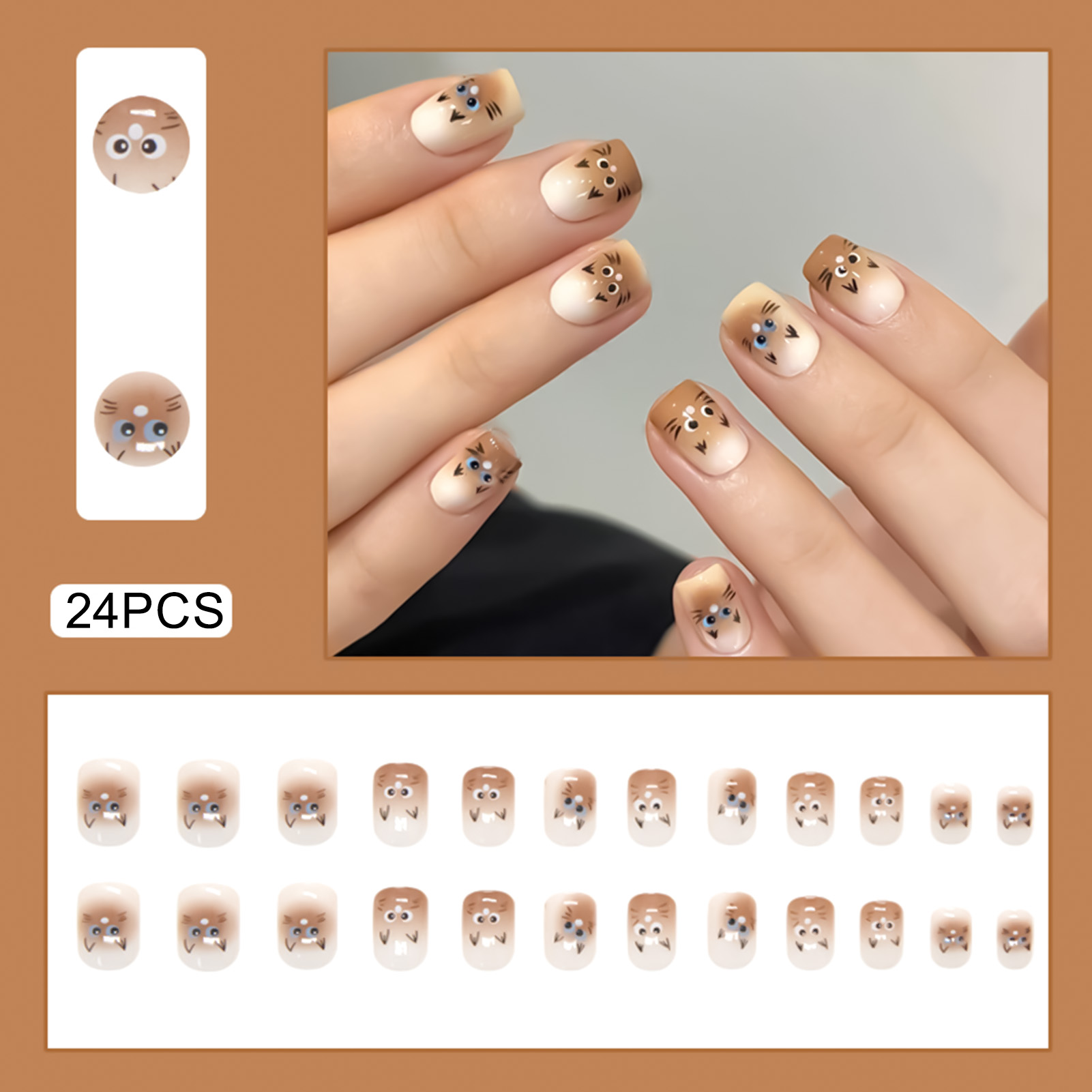 Resin Art Online - Kunstnagels van hars, korte opdruknagels, schattige