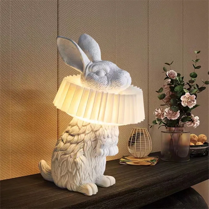 Resin Art On Floor - Moderne schattige konijn tafellamp led dier