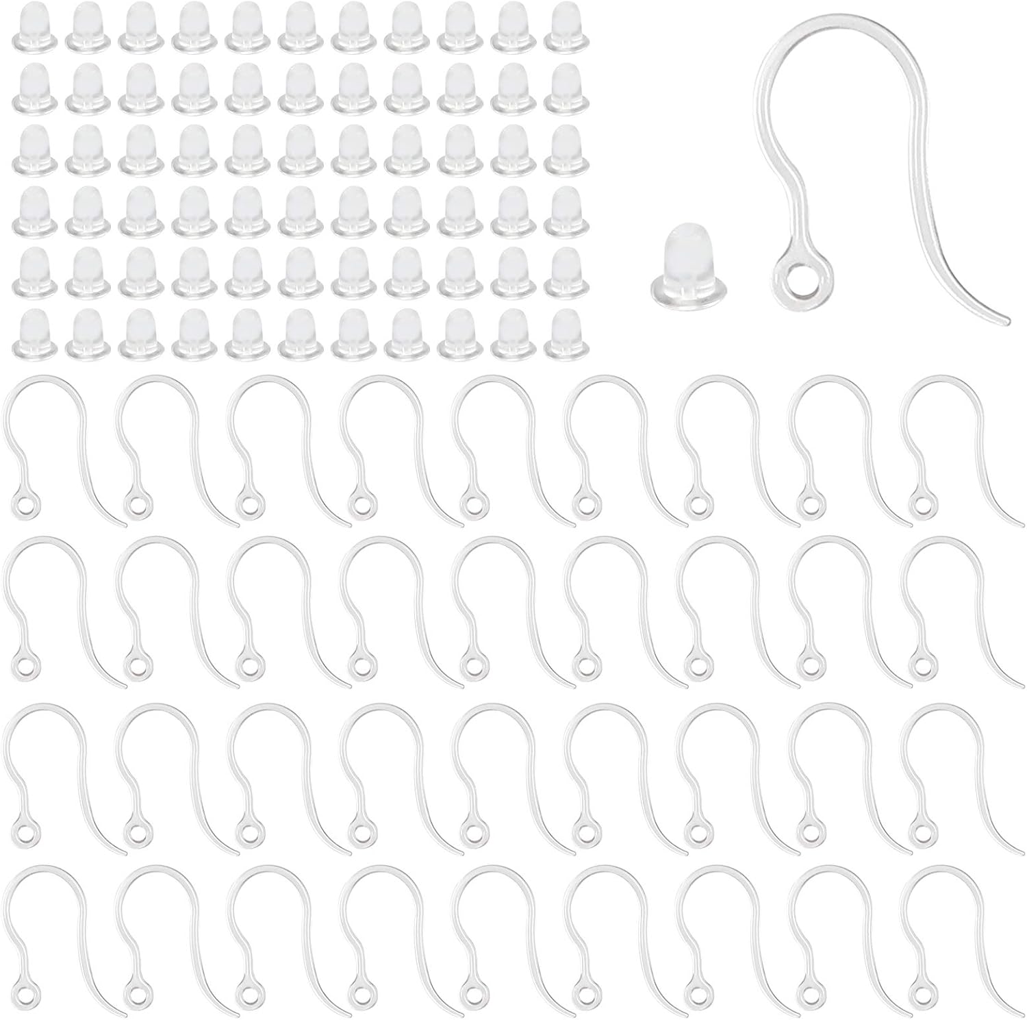 Resin Art Essentials - 40 stuks doorzichtige plastic oorbelhaken oordraad