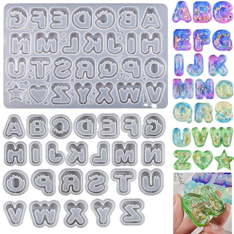 Resin Art Letter Keychain - DIY hars kunst ijs brief siliconen